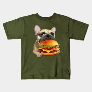 This Cute French Bulldog Proves That Dogs Can Love Fast Food Just As Much As Humans! Kids T-Shirt